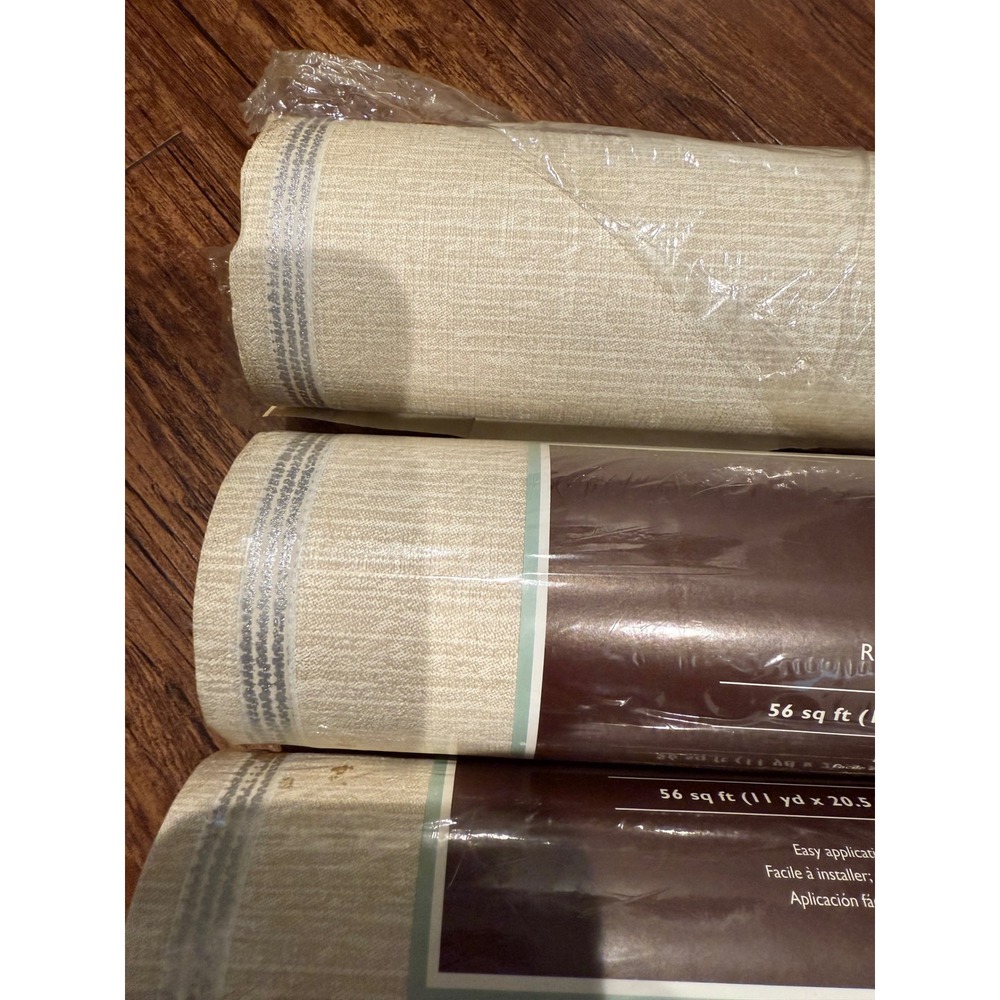 Allen Roth Linen Stripe Textured Wallpaper Roll 56 Sq‎ Ft 4 Rolls 11 yd x 20.5in - Picture 5 of 8